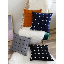 Solid Cushion Cover Grey Black Orange Navy Blue 45x45cm Woolen Pillow Cover Cute Cross  For Couch Sofa Chair Bed Home decoration