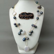 21 "weiß Münze Perle Schwarz Reis Perle Kette Halskette für frauen romantische schmuck geschenk