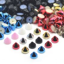 KALASO 100 Sets 6,5 x 5,5 mm mehrfarbige ABS-Kegel-Punk-Nieten, Nieten, Spikes für Schuhe, Taschen, Flaschen, Dekoration, DIY-Bastelzubehör