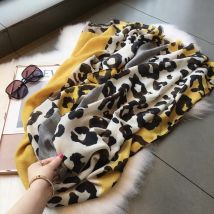 2024 Luxusmarke gelb Leopard Dot Fransen Viskose Schal Schal Dame hochwertige Kopf wickel Pashmina gestohlen muslimischen Hijab 180*90cm