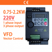 220V 0.75KW/1.5KW/2.2KW 1HP/2HP/3HP Mini Convertidor de frecuencia Variable VFD económico para inversor de Control de velocidad del Motor