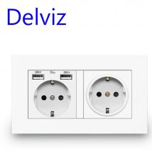 Delviz EU Standardowe gniazdo USB, podwójne gniazdko, 16A Wysokiej jakości panel zasilania AC 110 ~
