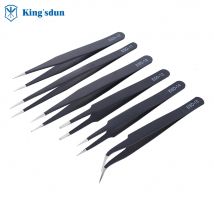 King'sdun Anti-static ESD Stainless Steel Tweezers Maintenance Tools Industrial Precision Curved Straight Tweezers Repair Tools