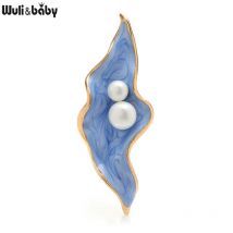 Wuli&baby Perle Shell Blume Broschen Für Frauen 2-farbe Emaille Büro Party Brosche Pins Geschenke