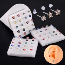 Bioplast Flexible Zircon Ear Tragus Helix Cartilage Cz Lobe earrings Piercing Gem Flower Heart Nose Ring Labret Lip Stud 20G