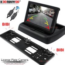 Koorinwoo Wireless Parkmaster EU Number License Plate Frame Rear view camera Car parking Sensors 2 With LCD Car Monitor NO Drill