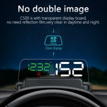 Universelles Auto HUD Geschwindigkeit RPM MPH Kühlmittel Spannung Zeit Head-Up-Display Projektor Auto OBD2 Alarm Digitaler Tachometer HUD-Anzeige C500