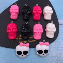 10pcs Resin Cute Skull Pendant Charms for Earring, Scrapbooking, DIY Making, Necklace, Embellishment