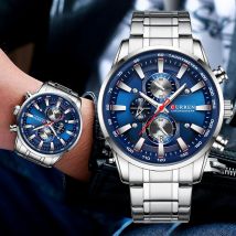 Orologio da uomo Curren Top Luxury Brand quadrante grande orologi da uomo al quarzo blu cronografo sportivo orologio da polso uomo in acciaio inossidabile con data
