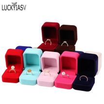 Hochwertige graue Samtbox Schmuck Display Ring Fall Anhänger Halskette Geschenkbox Organizer Ehering Aufbewahrungskoffer