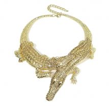 MANILAI Große Krokodile Halsketten Inlay Voller Strass Frauen Erklärung Schmuck Legierung Drehmomente Choker Bib Kragen Maxi Halskette