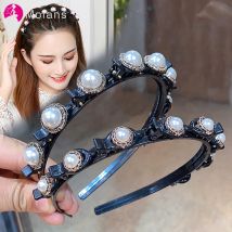 Molans Nicht-Slip Alice Haarband Perle Stirnband Frauen Haar Bands Hoop Krallen Clips Doppel Pony Frisur Haar Zubehör Haarnadeln