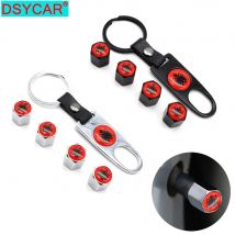 DSYCAR 4Pcs Zink-legierung Albanien flagge Auto Rad Reifen Ventil Kappen Luft Abdeckung + 1Pcs Leder Schnalle Schlüssel auto Styling Zubehör Neue