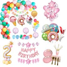Candy Pink Theme Einweg-Partygeschirr Pastell Ballon Girlande Kit Bogen Babyparty Partyzubehör Mädchen Geburtstag DIY Dekor