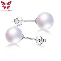 HENGSHENG 2019 AAAA Perfect Round Natural Pearl Earrings, Fine 925 Sterling Silver Jewelry Stud Earrings, New Women Earrings