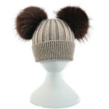 Jxwatcher Baby Winter Hats Child Warm Crochet Beanie Kids Warm Girls Boys Lovely Wool Hat Real Raccoon Fur Two Pom Pom Cap