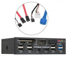 Multifunktions-USB 3.0-Hub, eSATA-SATA-Port, interner Kartenleser, PC-Medien-Frontplatten-Audio für SD MS CF TF M2 MMC-Speicherkarten