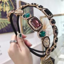 Barock Strass Stirnbänder Haar Hoops Für Frauen Vintage Farbige Shiny Kristall Edelstein Braut Haarband Headwear Stirnband Großhandel
