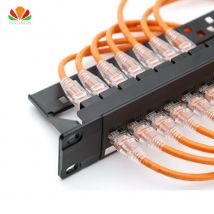 Heißer 1U 24 2U 48 Port Pass-durch CAT6 Patch Panel RJ45 stecker Netzwerk Kabel Adapter Keystone Jack Modular verteilung Rahmen