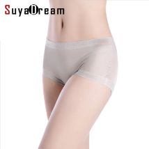 SuyaDream Damen-Höschen aus 100 % Naturseide, nahtlos, mittelhoher Boxer, Gesundheitsunterwäsche, 2025, rosa, nacktes Schwarz