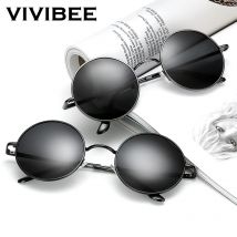 VIVIBEE Klassische polarisierte runde Metall-Sonnenbrille, lässige Sonnenbrille für Damen, Retro UV400 Herren, schwarze Sonnenbrille, 2026 Trend-Brillen