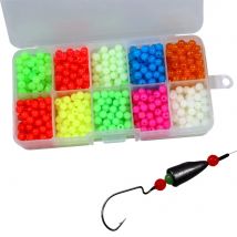 THKFISH 1000 Stück 4 mm leuchtende Angelperlen, bunte Kunststoff-Mini-Rundperlen, die im Dunkeln leuchten, Angel-Rigs-Zubehör, Süßwasser