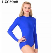 LZCMsoft Womens Snap Gabelung Lang Hülse Trikot Mädchen Spandex Nylon Schwarz Gymnastik Trikots Body Dance Kostüme für Erwachsene