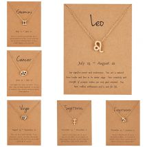 Weibliche Elegante Sterne Sternzeichen 12 Konstellation Halsketten Anhänger Charme Gold Kette Choker Halsketten für Frauen Schmuck Karton