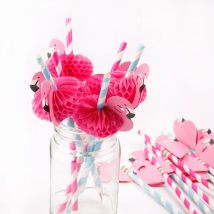 Pink Paper Flamingo Straws Hawaiian Party Decorations Birthday Wedding Paper Drinking Straws Beach Summer Aloha Party Supplies