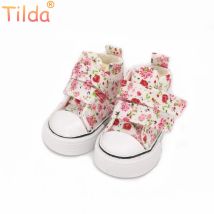 Tilda 6 cm Mini-Schuhe für Paola Reina-Puppe, modische Mini-Spielzeug-Leinwandschuhe für 1/4 Puppenschuhe, florales, bezauberndes Puppen-Zubehör