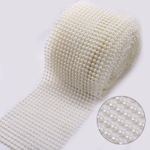 4 mm, 5 mm, 8 mm, 10 Yards, 12/18/24 Reihen, elfenbeinfarben, halbrund, ABS-Kunststoff, Perlenkette, DIY-Girlande, Hochzeit, Party-Dekoration