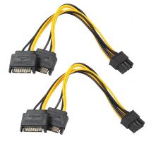 Cavo di alimentazione adattatore splitter per scheda video PCI Express PCI-E doppio 15 pin SATA maschio a PCIe 8 pin (6 + 2) maschio