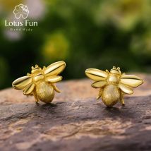 Lotus Fun Echte 925 Sterling Silber Biene Ohrringe Natürlicher Designer Edlen Schmuck Niedliche 18
