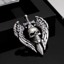 Punk Retro Schädel Schwert Flügel Anhänger Domineer Persönlichkeit Männer Titan Stahl Schmuck