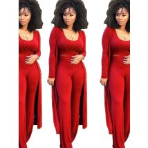 Women knitted long sleeve cardigan coat loose wide leg pants crop top 3 piece set for female women autumn winter women's suits