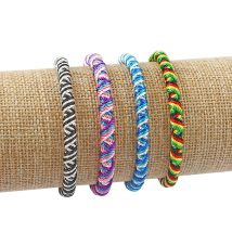 4Pcs Brasilianische Woven Freundschaft Armband Handgemachte Geflochtene String Einstellbar Groß Armband für Frauen Kinder Mädchen