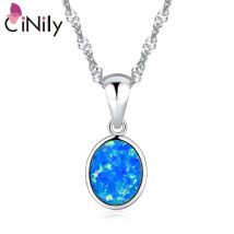 CiNily versilberter Feueropal-Anhänger, ozeanblau, runder Charm, modischer Party-Schmuck, Valentinstagsgeschenk für Mädchen und Frauen, 20 mm
