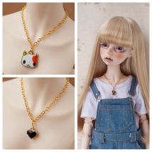 1PCS Blyth Puppen Halskette mit Ketten Nette Herz Katze Bowknot Anhänger verstellbare Halsketten für Blyth 1/6 BJD Puppen Zubehör