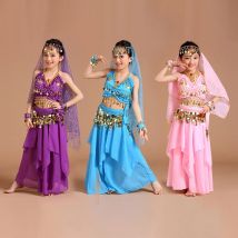 5 Piece Set Belly Dance Costumes Set Indian Dress Handmade Kids Belly Dance Costumes for Girls Bollywood Performance Cloth