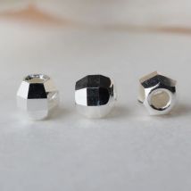 Massive 925er-Sterlingsilber, nahtlos, facettierte Perlen, runder Abstandshalter, Spiegeloberflächenschneiden, lose Perlen für die Schmuckherstellung, 2 mm, 3 mm, 1 Stück
