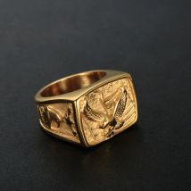 Europäischer und amerikanischer Retro-Edelstahl-Ring mit amerikanischem Soldat und Adler, Herrenring aus Titanstahl, Schmuck