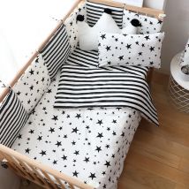 Baby Bettwäsche Set Nordic Striped Stern Krippe Bettwäsche Set Mit Stoßstange Baumwolle Weiche Baby Bettwäsche Artikel Für Neugeborene Kindergarten decor