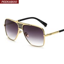 Peekaboo Marke neue 2016 steampunk platz sonnenbrille männer flache top metall gold european american retro sonnenbrille luxus männlichen