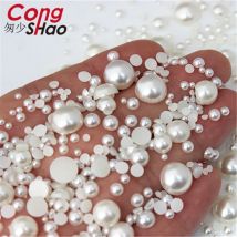 Flatback Halbrunde Perle Handwerk ABS Imitation Perle Acryl Strasssteine Scrapbook Perlen 3D Nicht HotFix Nail Art Dekoration WC134