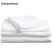 100% baumwolle bettwäsche set satin streifen Luxus Weiß Hotel bettwäsche Twin Königin Voll King Size bettbezug & Ausgestattet blatt & Kissenbezug