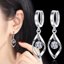 925 Silber Nadel Neuheiten Mode Glänzenden Kristall Damen Ohrstecker Schmuck Frauen Weibliche Anti Allergie Billig