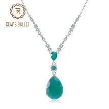 GEM'S BALLET 925 gioielli Vintage in argento Sterling collana con ciondolo in pietra preziosa agata verde naturale per gioielli da sposa da donna