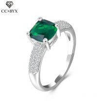 CC Ring Vintage Grüner Stein Ringe Für Frauen Silber Überzogene Schmuck Party Engagement Bijoux Mode Zubehör CC534