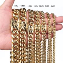6mm-22mm breit 316L Edelstahl Kubanische Miami Ketten Halsketten Große Schwere Runde Gliederkette für Männer Hip Hop Rock Schmuck
