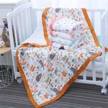 110 x 110 cm, 120 x 150 cm, 6-lagiges Musselin, für Jungen, Mädchen, Kinder, Kinder, Schlafdecke, Pucktuch, Badetuch, 100 % Baumwolle, Neugeborenen-Wickel-Babydecke